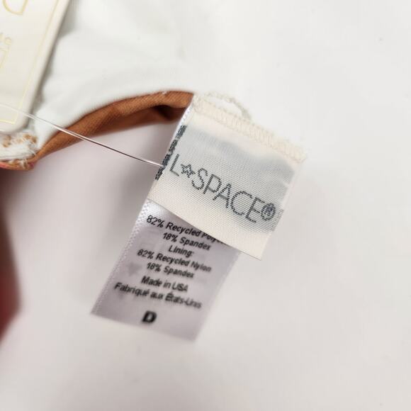 L*Space Camellia Bikini Top in Gingham Plaid Pink Brown Size D NWT Underwire - Picture 5 of 5